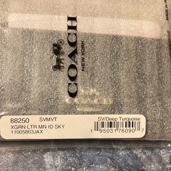 Coach mini skinny Id case. Silver/Deep turquoise. New/tags - Picture 5 of 5